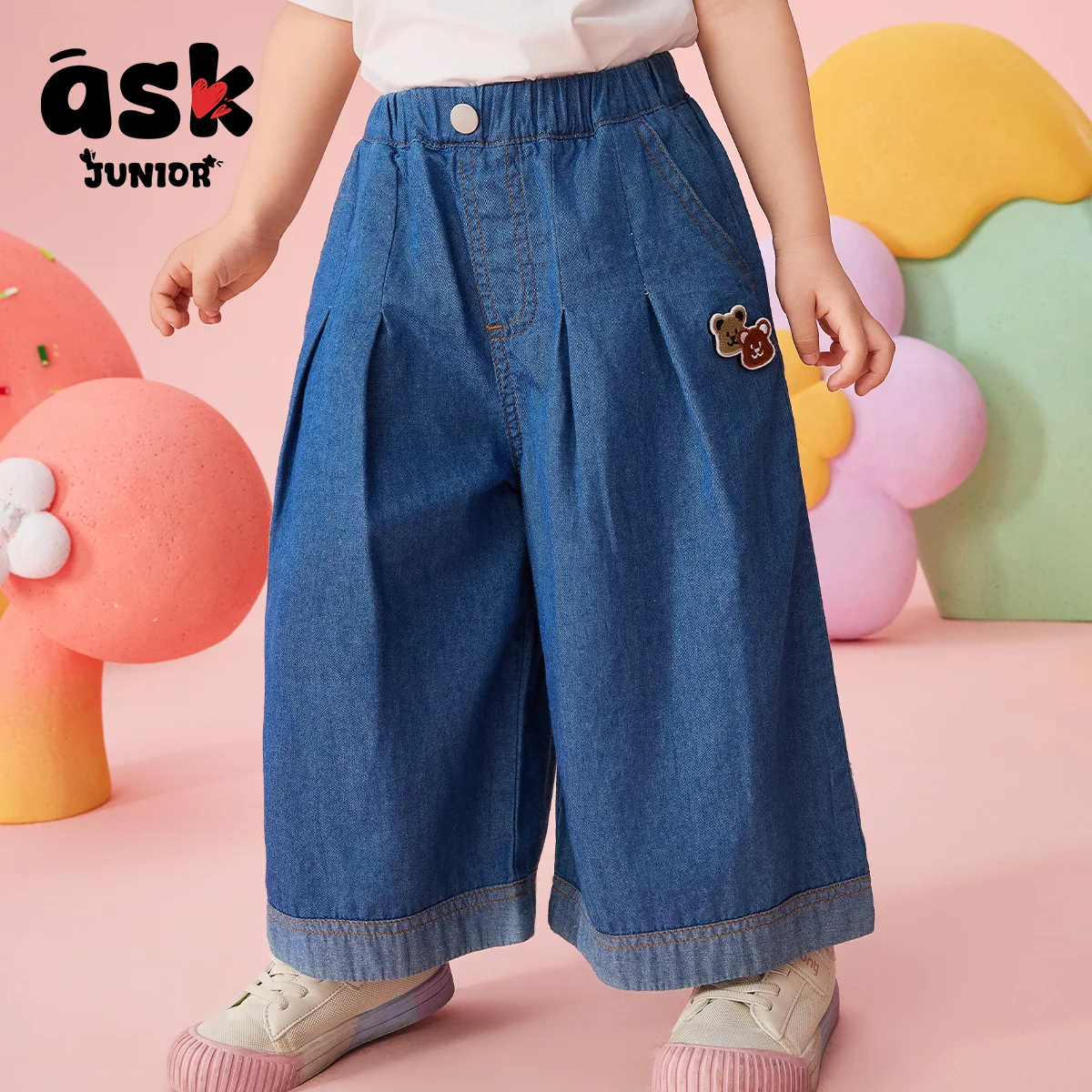 بناطيل صيفية للأطفال بناتي بناطيل مستقيمة كاجوال بطباعة دب لطيف #6