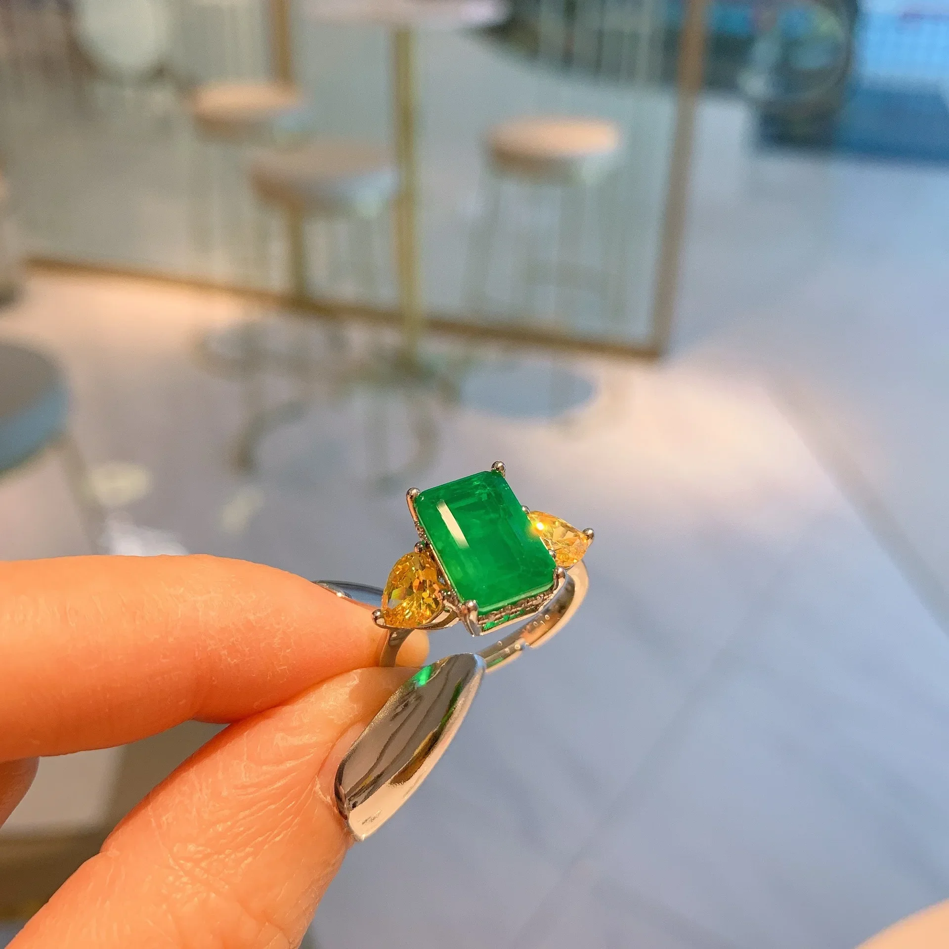 2024 New Emerald Paraiba Tourmaline Adjustable Ring Gemstone Jewelry Married Accessori Engagement Luxury Vintage Wife Gift