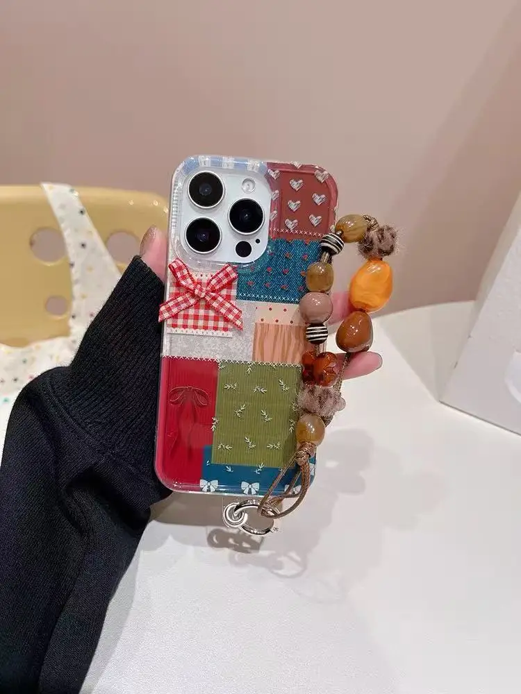 

Для IPhone 17, 16, 15, 14 Pro Max, противоударная задняя крышка, осень/зима, персонализированный роскошный чехол для телефона с сетчатым бантом