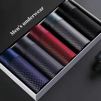 5pcs/Men's Underwear Summer Ice Silk Underwear Plus Size Panties Cool Breathable Sexy Boxer Panties Mesh Comfort Underwear L-5XL