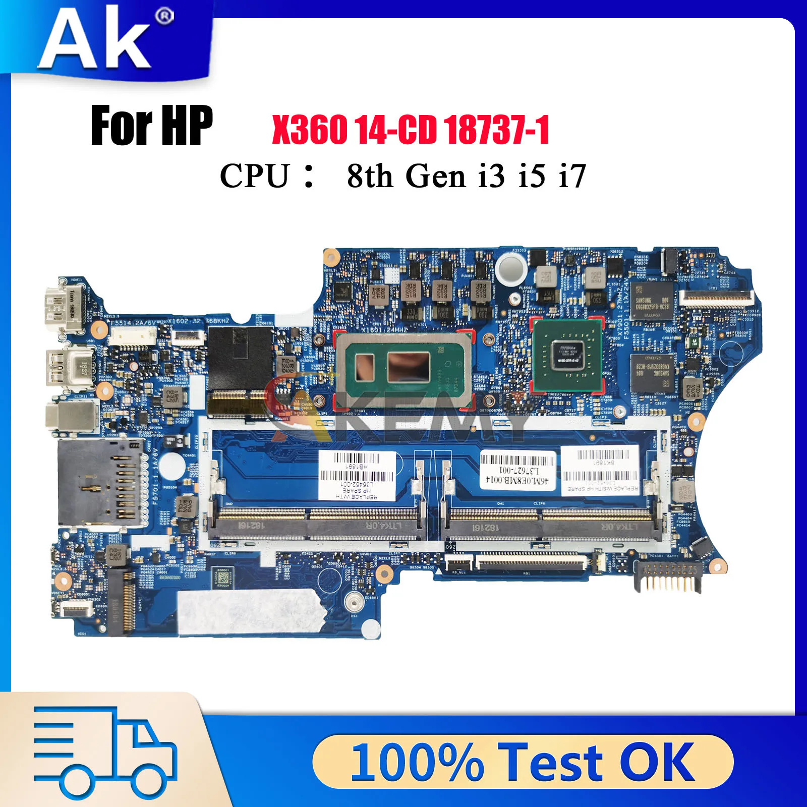 

Материнская плата для ноутбука HP Pavilion X360 14-CD 14M-CD 18737-1 L36451-001 L37627-601 с процессором i3 i5 i7 2G-GPU 100% полностью протестирована