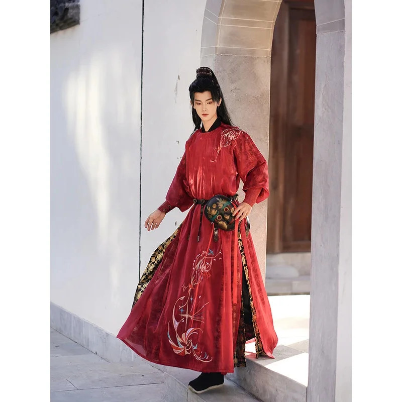 جديد الصينية الأصلية Hanfu الرجال تحلق الأسماك دعوى سلالة مينغ التقليدية الذكور الإناث عشاق الأزواج تأثيري الحرس الملكي فستان Bo