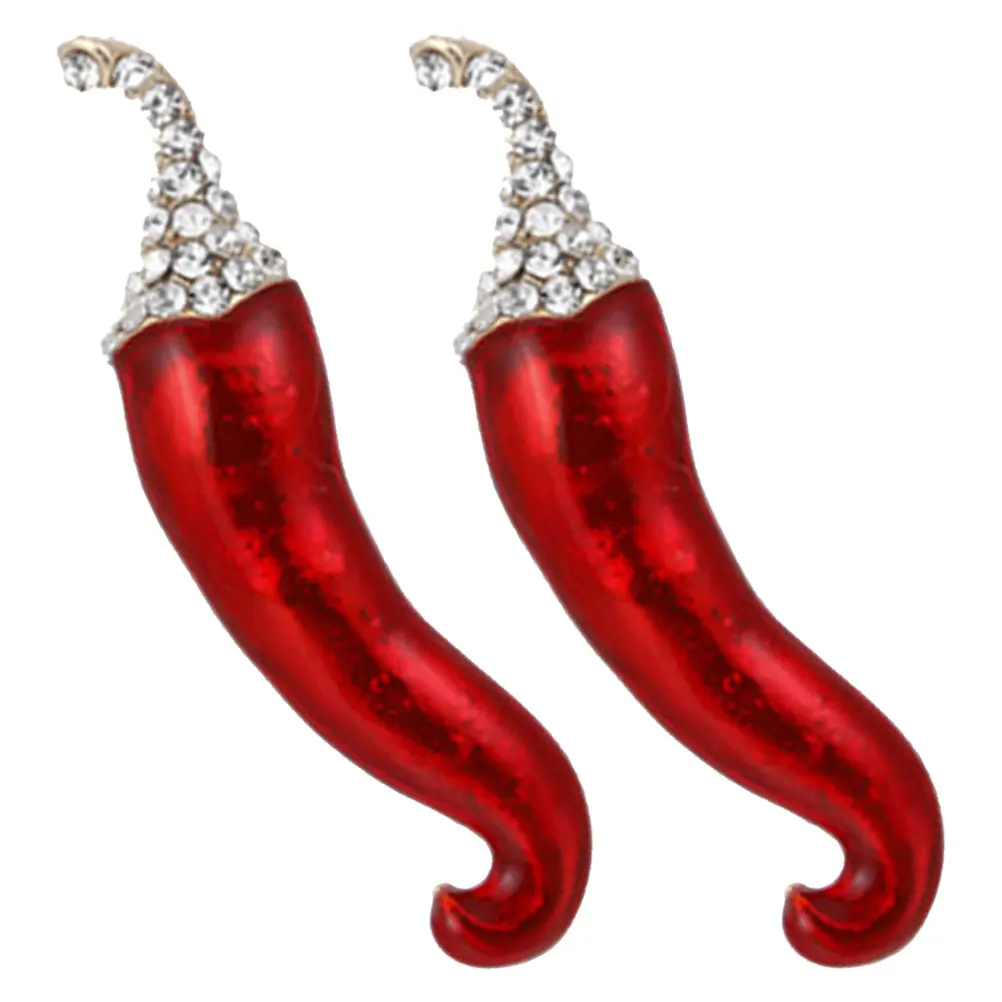 

2Pcs Chilli Brooch Pin Metal Enamel Peppers for Home Office Festival Party Favors Mexican Chili Badge Alloy Brooches