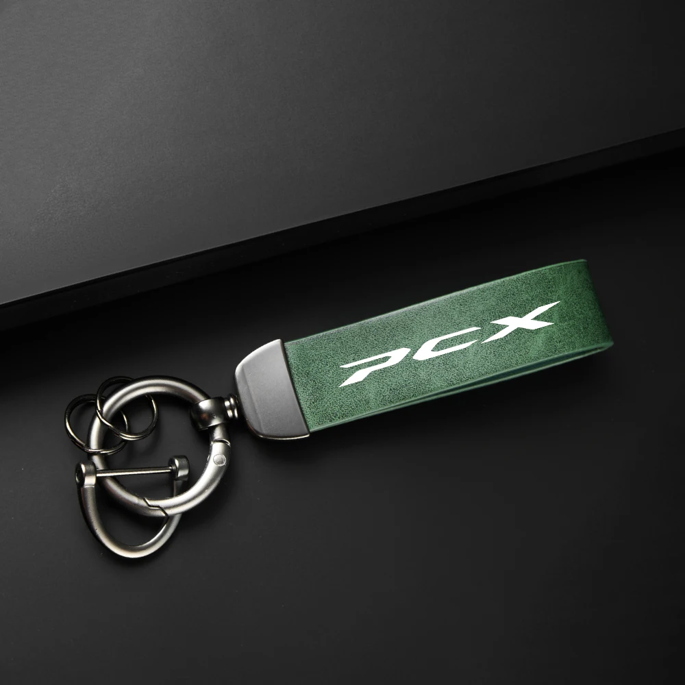 High-Grade leather Keychain Holder Keyring For HONDA PCX 125 150 PCX125 PCX150 2010-2020 Motorcycle Accessories Key chain Logo view 4