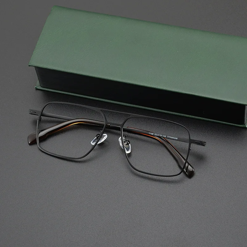 Ultralight Titanium Glasses Frame Male Anti Blue Light Reading Glasses Men Handmade Vintage Square Eyeglasses -1.0 1.25 1.5 2.0