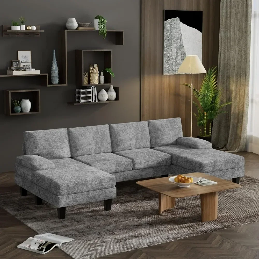 

XMSJ Convertible modular sofa, living room 4 seater sofa set, With pillow, U-shaped modern simple fabric sectional sofa