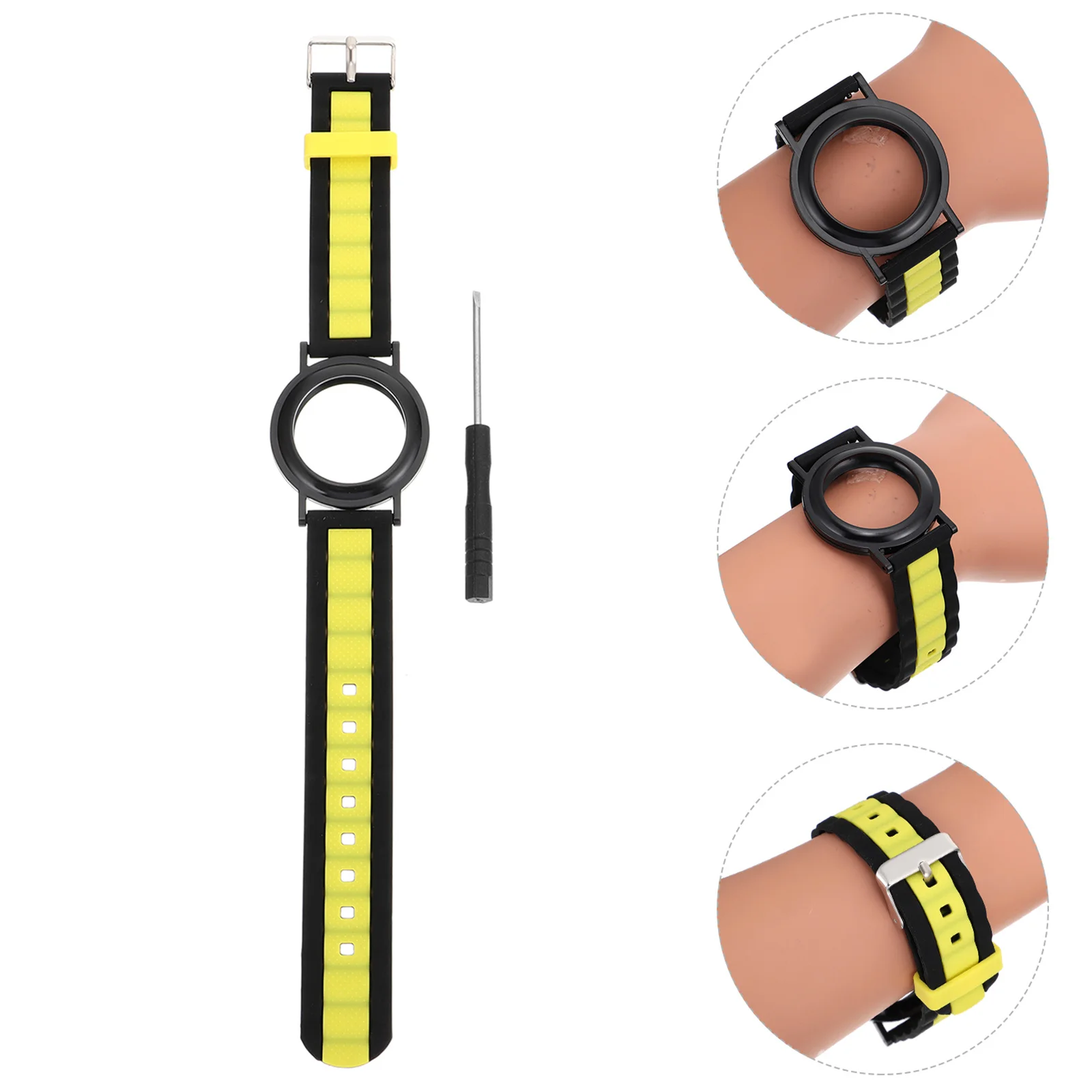 

1Pcs Scratch-Resistant Airtag Watch Band Silicone Locator Protective Cover Sweat-Proof Smart Wristband Accessory