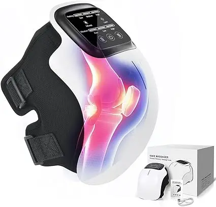 Knee massager, wireless knee massager with infrared heating and vibration, LED touch screen, for relieving joint pain