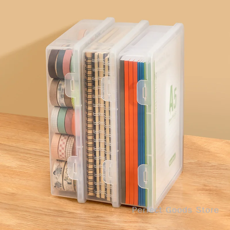 Home Office Supplies Document Storage Box Multifunctional Desktop Large Capacity A4 Paper Transparent Plastic Organizer Box