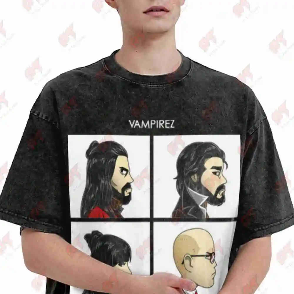 Colin Laszlo Jackie Nadja In The Shadows Chibi Movie Vintage Washed Tee Pure Cotton T-Shirt