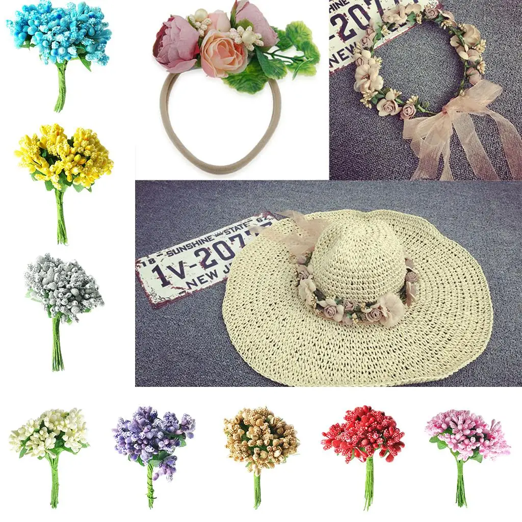 A Bunch of 12 Pieces Artificial Flower Stamens Pistil for Wedding Decoration 8.5cm