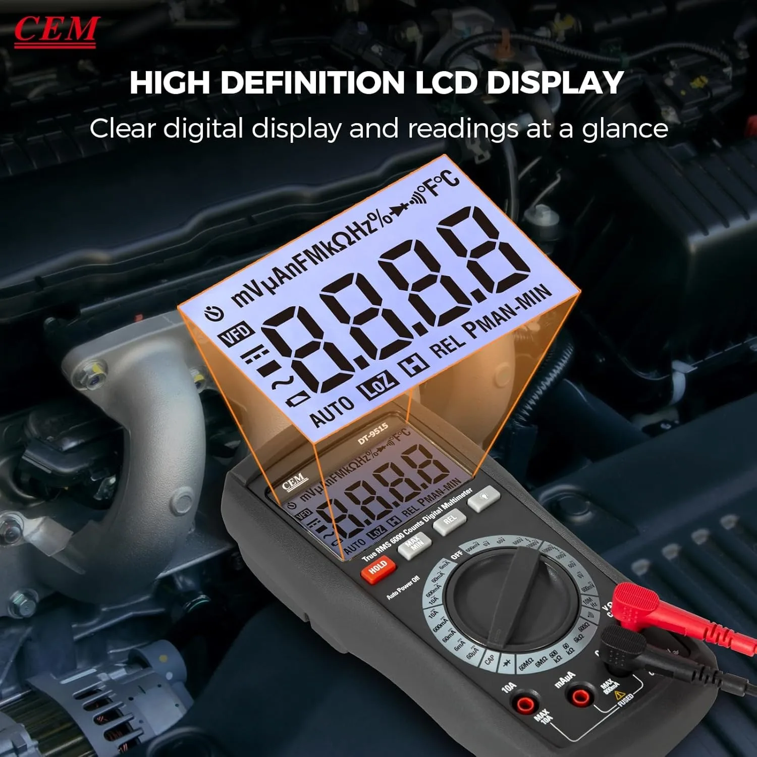 CEM DT-9515 Новый дизайн Ручной профессиональный цифровой электронный мультиметр-тестер с функцией истинного среднеквадратичного значения для продажи