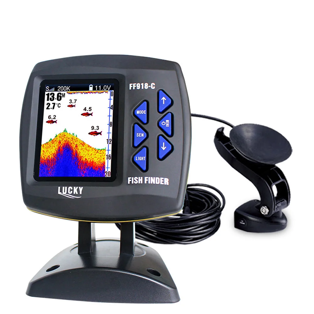 LUCKY Depth Finder Fishing 3.5inch Color Screen Wired Fish Finder Dual Frequency 328ft/100m Water Depth Boat Fish Finder