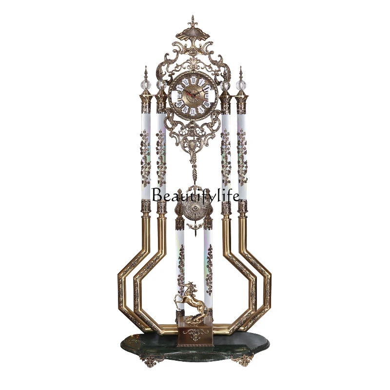 

Living Room European Bronze Crystal the Grandfather Clock Living Room Luxury Villa Standing Grandfather Clock