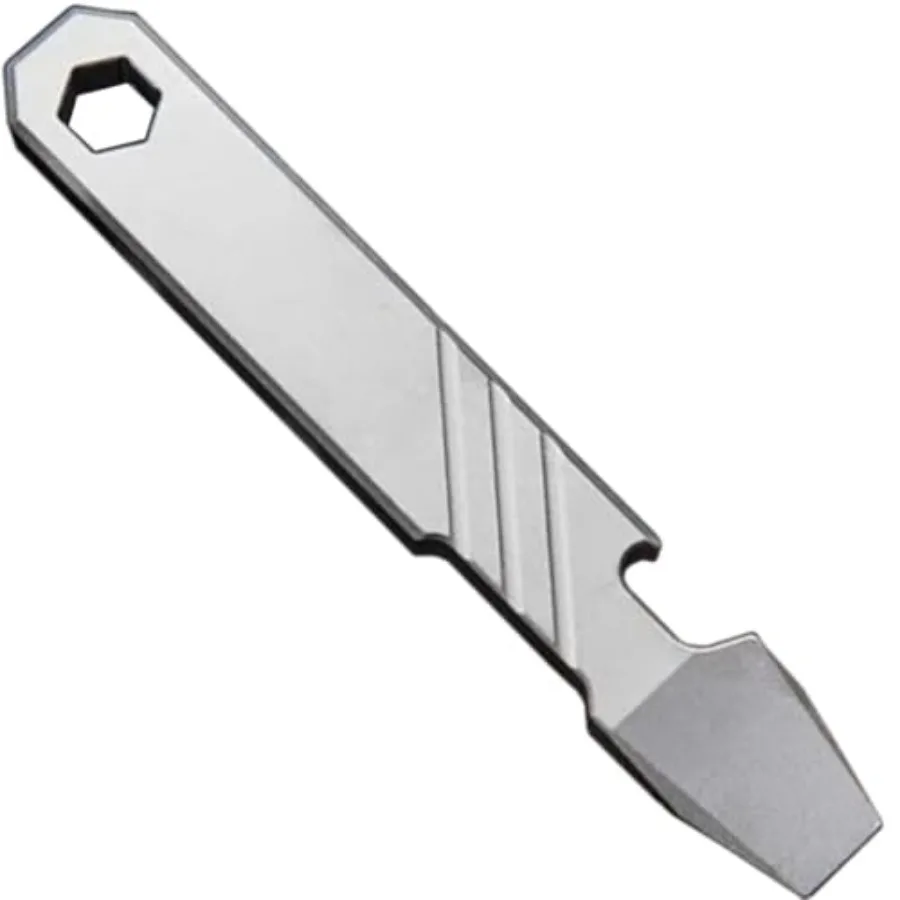 

Titanium EDC Pry Bar Tool 4" Pocket Prybar with Bottle Opener, Flathead Screwdriver, Box Opener and Scraper Compact Multi Tool