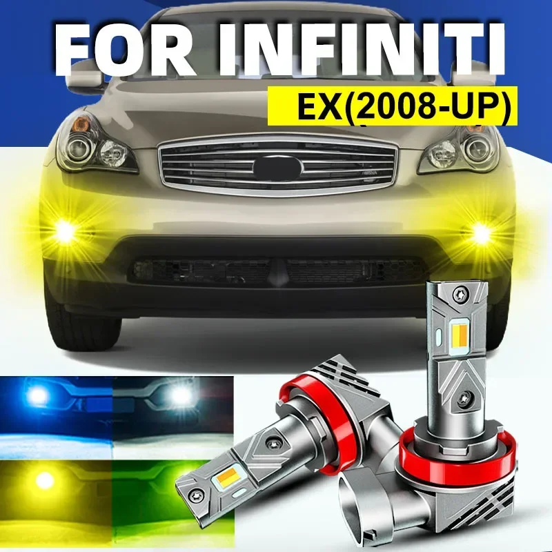 2pcs Car LED Front Fog Lights Bulbs Dual Colors Switchback White Yellow For Infiniti EX ex35 ex37 2008 2009 2010 2011 2012 2017