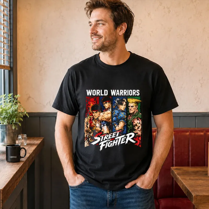 Street Fighter Graphic T-shitr Gift for Gamer Retro Arcade Fighting Game Classic Tee 0813 Hadouken World Warriors Unisex Top