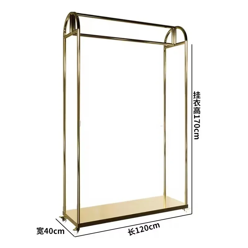 Modern Clothes Stand Display Garment Clothing Racks Gold Display with Wheels for Boutique Wedding Dress Display Shop