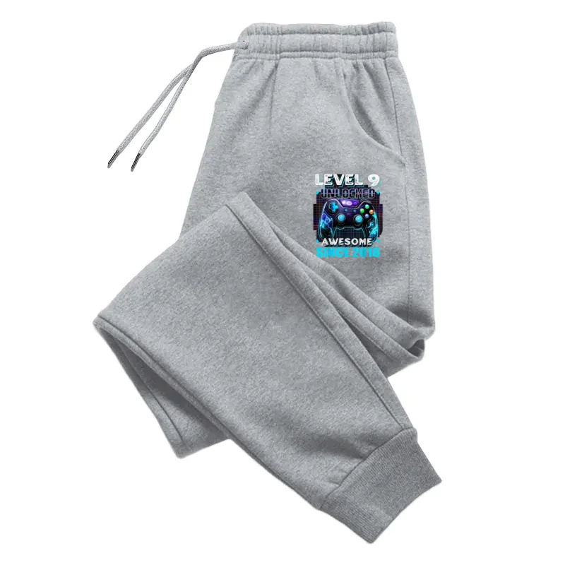 Adult and children's game level 9 printed jogging pants navy blue drawstring elastic waist casual street wear sports pants view 4