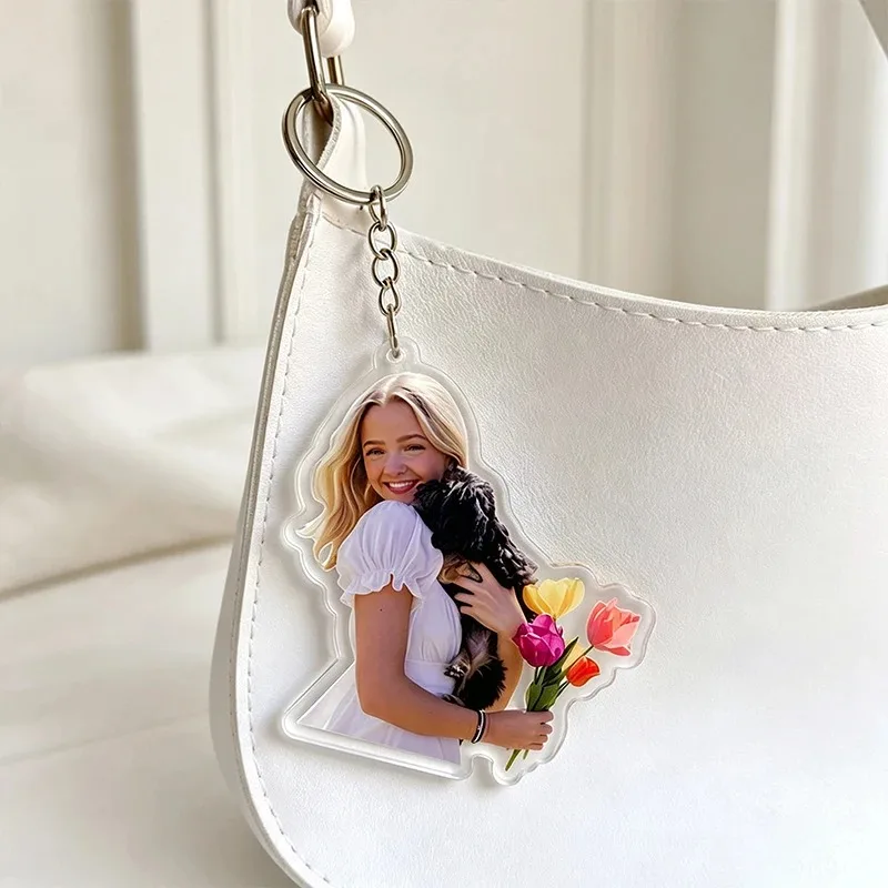 Custom Photo Acrylic Keychain Personalized Picture Key Chain Gift for Couple Family Pet Memorial Souvenir view 5