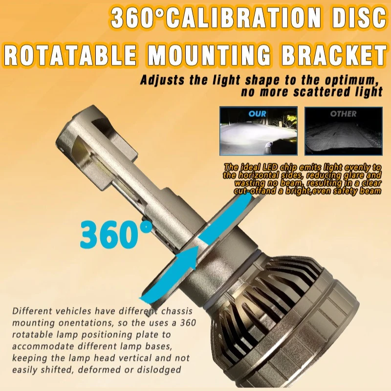 180W Three Copper Tube LED Lights H4 H7 H1 H11 9005 9006 High Power Car Motorcycle LED Headlight Bulb Universal Auto Headlamp view 3