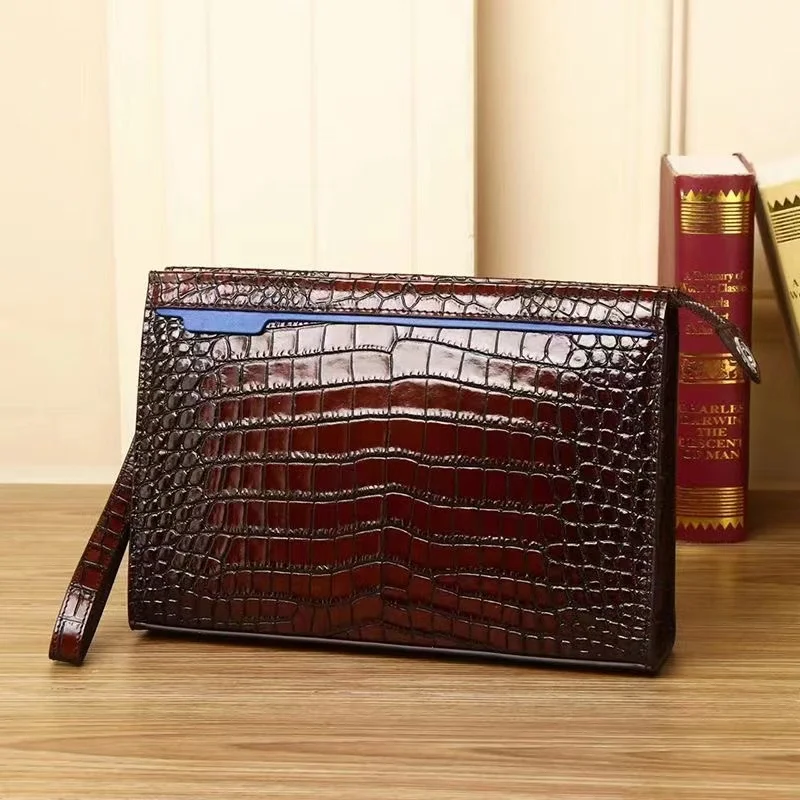 SENOFAN Clutches Bag Men Envelope Bag Handbag Genuine Leather Alligator Wallet Pouch For Male Clutch Business Phone Bag Male