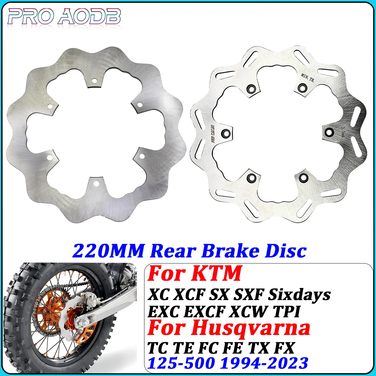 

For KTM 125 250 300 350 450 500 XC XCF SX SXF EXC EXCF XCW TPI Sixdays 1994-2023 Dirt Bike 220MM Motorcycle Rear Brake Discs