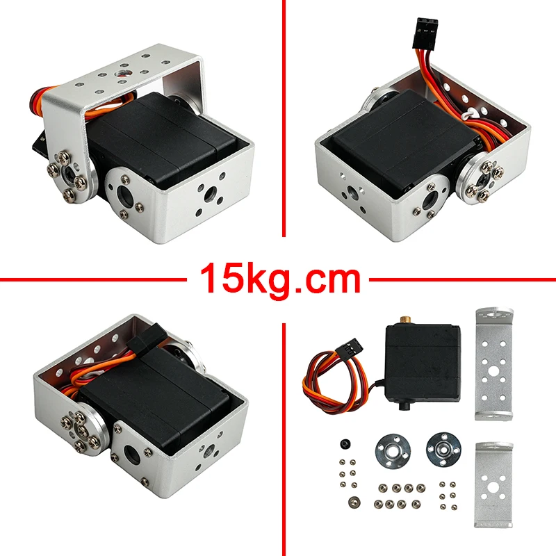 Servo de engranaje de Metal Digital, 15KG, 7115MG, 4,8-8,4 V, Motor cepillado de 180/270 grados, doble eje con soporte en forma de U para coche Robot RC DIY