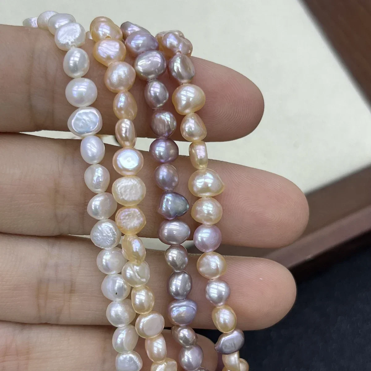 

4-5mm AA Fine Natural Freshwater Irregular Orange White Purple Pearl Bead Jewelry Make DIY Necklace Bracelet Accessories Wedding