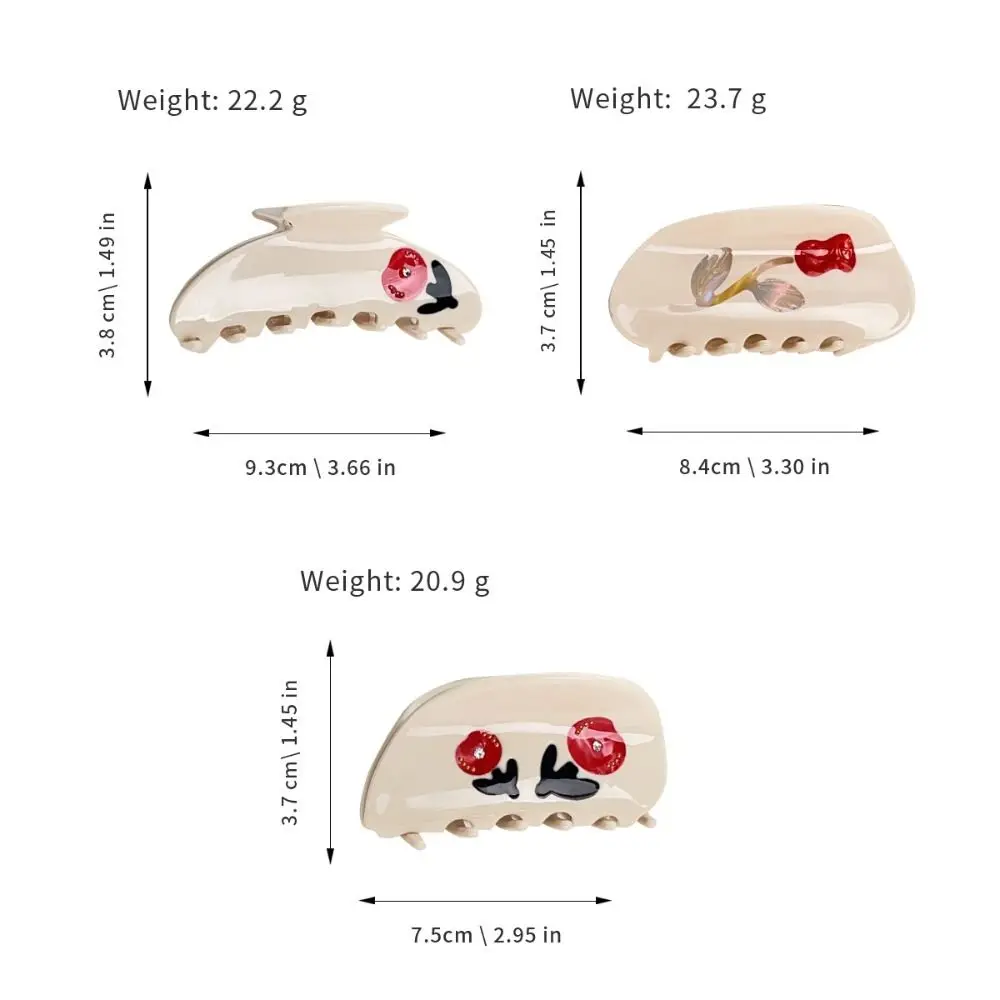 Jepit rambut cakar bunga mawar berlian imitasi lucu hiasan kepala klip hiu asam asetat baret geometris kepala belakang rambut pegangan anak perempuan