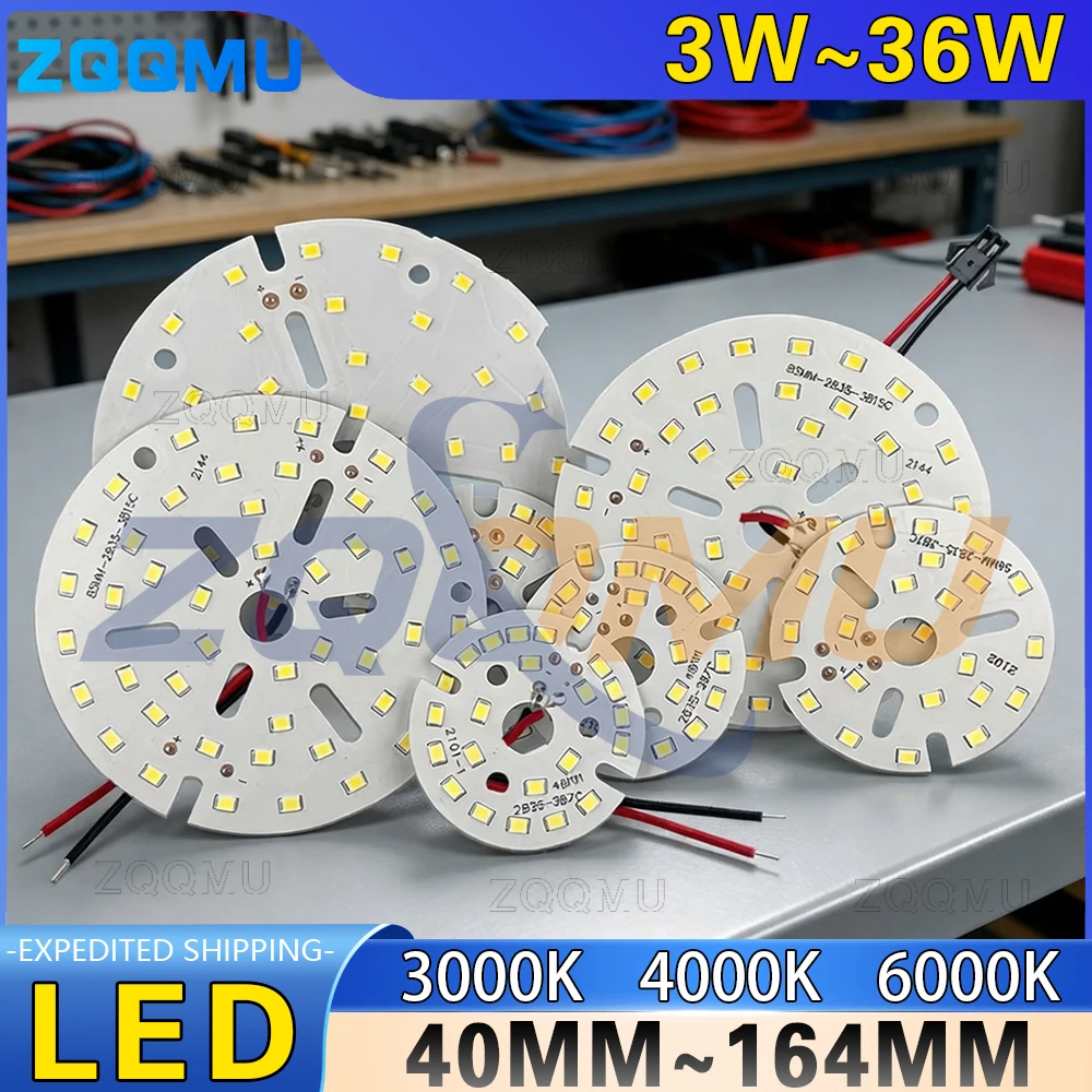 

1 шт. светодиодный чип SMD2835 3W 5W 7W 9W 12W 15W 18W 24W 36W, мощный источник света на печатной плате, алюминиевая пластина, модуль для DIY-светильников
