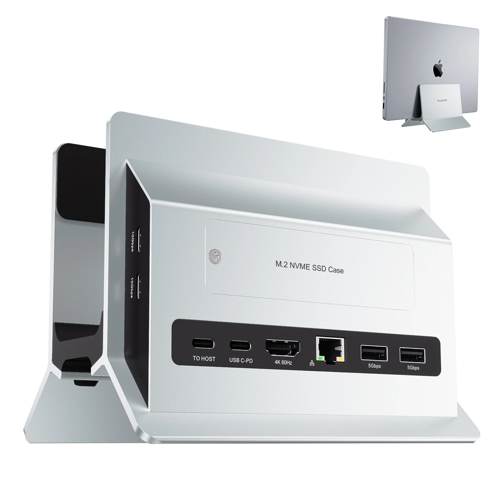 

Vertical USB C Docking Station for MacBook Pro/Air, Support M.2 SSD Expansion, 4K@60Hz HDMI, 2 USB-C 10Gbps for Macbook ,Laptops