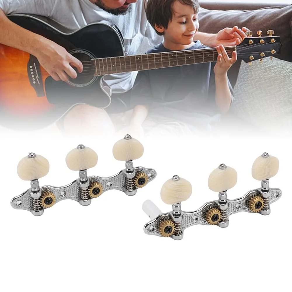 Metal Guitar Tuners Machine Heads 3L3R Configuration 1:18 Gear Ratio Classical Guitar Tuning Keys Silver Guitar Tuning Pegs