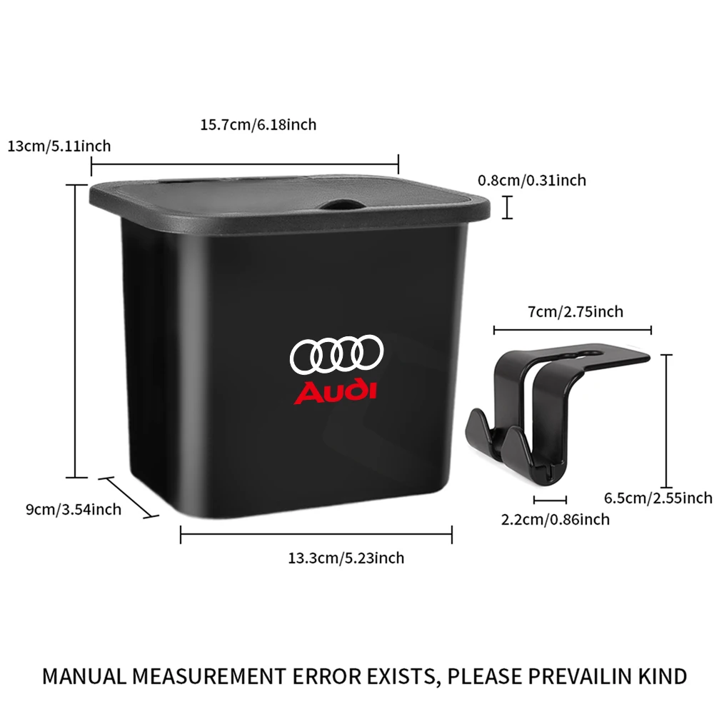 Car Trash Can Hanging Trash Storage Back Seat Dustbin Auto Interior Accessories For Audi A4 A5 A7 A8 Q3 Q5 Q6 Q7 TT S3 S6 Sline