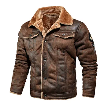 High Quality Leather Jackets Casual Man Winter Fleece Motorcycle Faux Leather Jacket Male Anti-wind Lapel Zipper Jackets Men 4