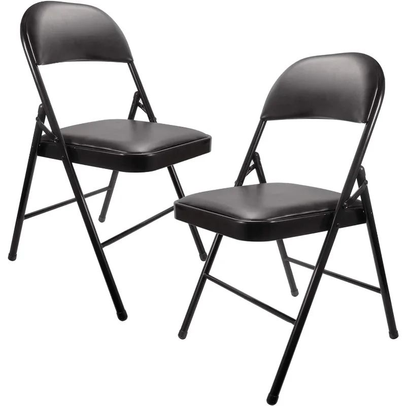 

Folding Chairs with Padded Seats, Black Metal Folding Chairs Set of 4 Pack, Portable Foldable Chair Comfortable Folding Chair