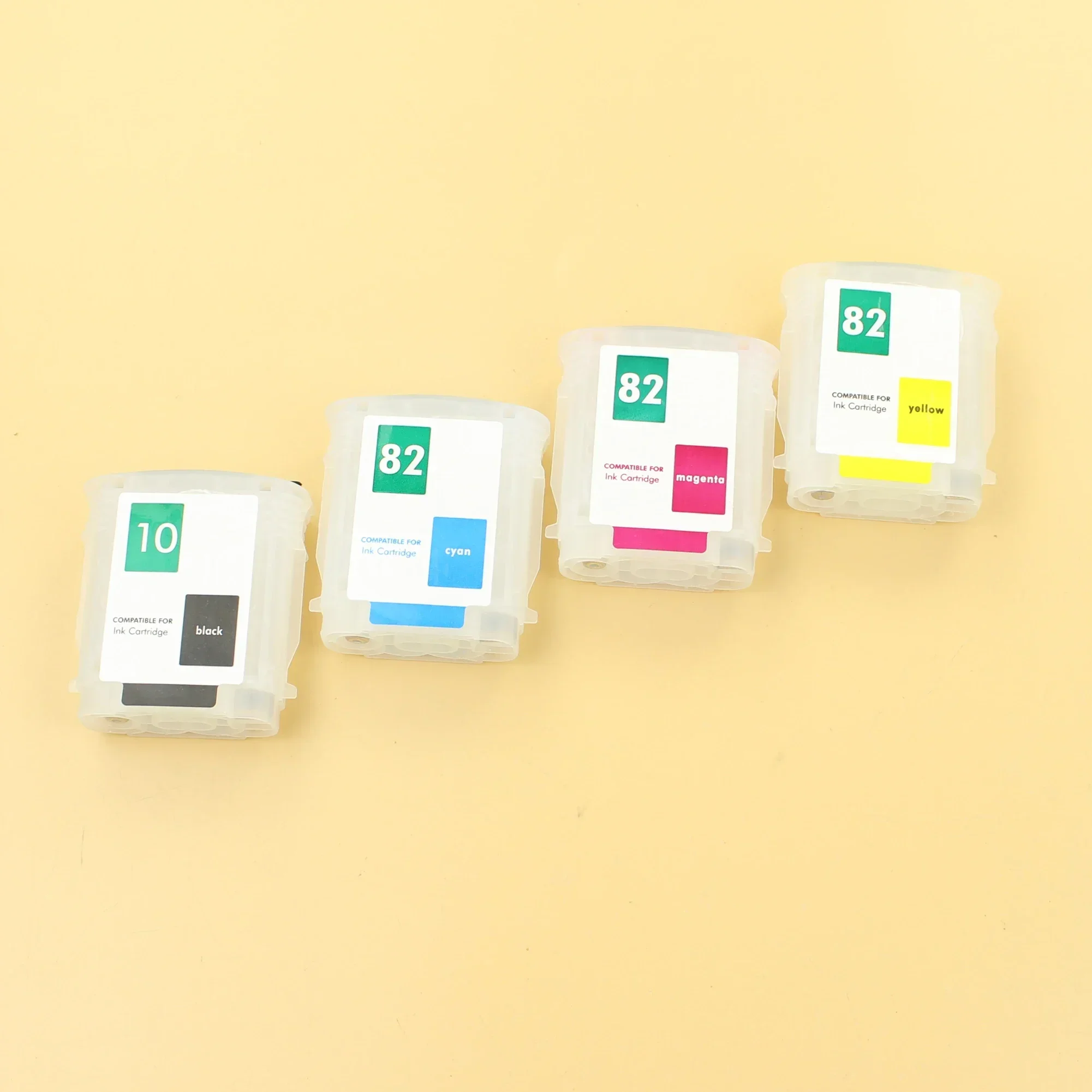 69ml 4 สีเครื่องพิมพ์ตลับหมึกเติมสําหรับ HP 10 82 ตลับหมึกสําหรับ HP Designjet 500 800 หมึกเติมถาวรชิป