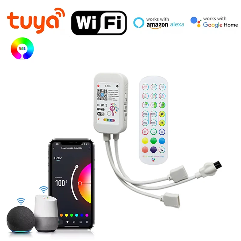 

Wifi RGB Controler 12V 4 Pin Bluetooth RGB Led Controller Tuya RGB Led Lights Controller Music Sync Smart Controler DC 5-24V