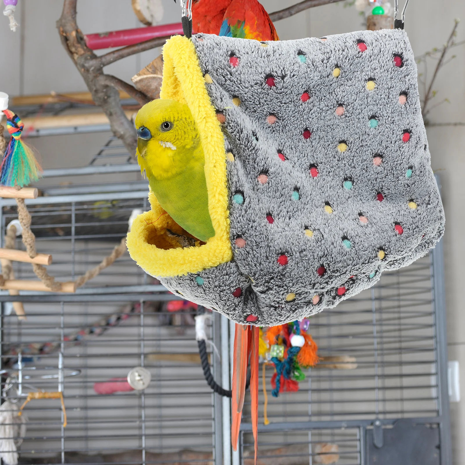 

Thick Warm Bird Hanging Bed Cozy Cotton For Interior Durable Pet Hammock Nest Small Animal Bed Bird Resting Nest