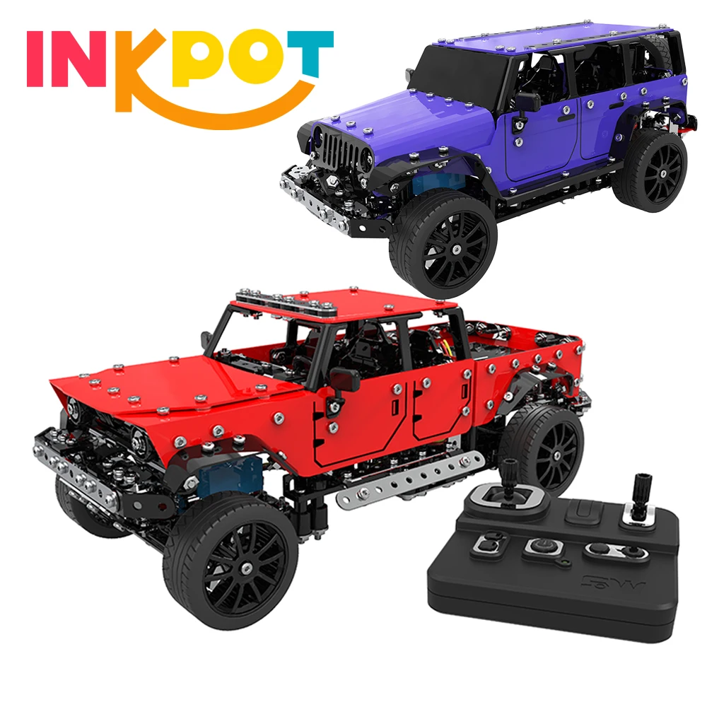 

DIY Construction RC Off Road Car Toys Assemble Blocks 1/16 Alloy Remote Control Pickup Truck Cars Toy Bricks for Kid Boys Gift