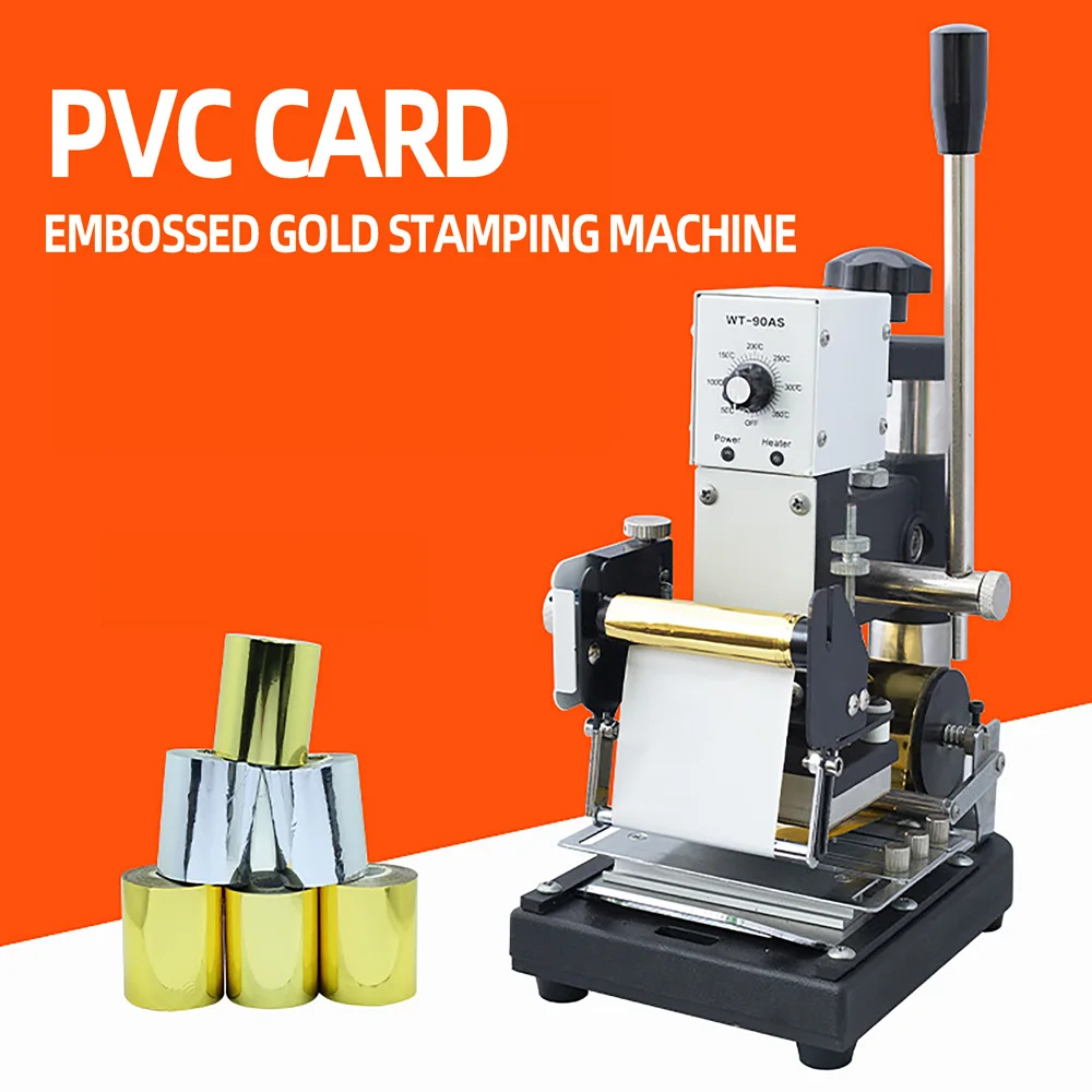 PVC Card Convex Code Embossing Machine 110V/220V Card Hot Press Embossing Printer 60x90mm Bronzing Machine WT-90A