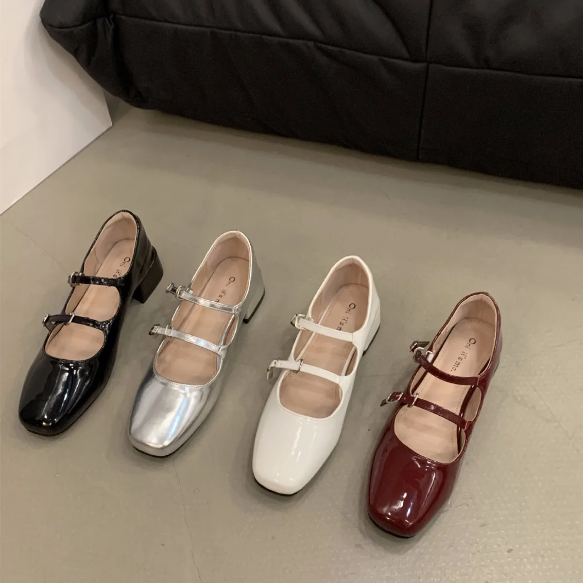 Mary Jane Shoes for Women 2024 Retro Medium Heel Women\'s Single Shoes Fashion Gloss Soft Comfort Ballet Shoes Zapatos De Mujer