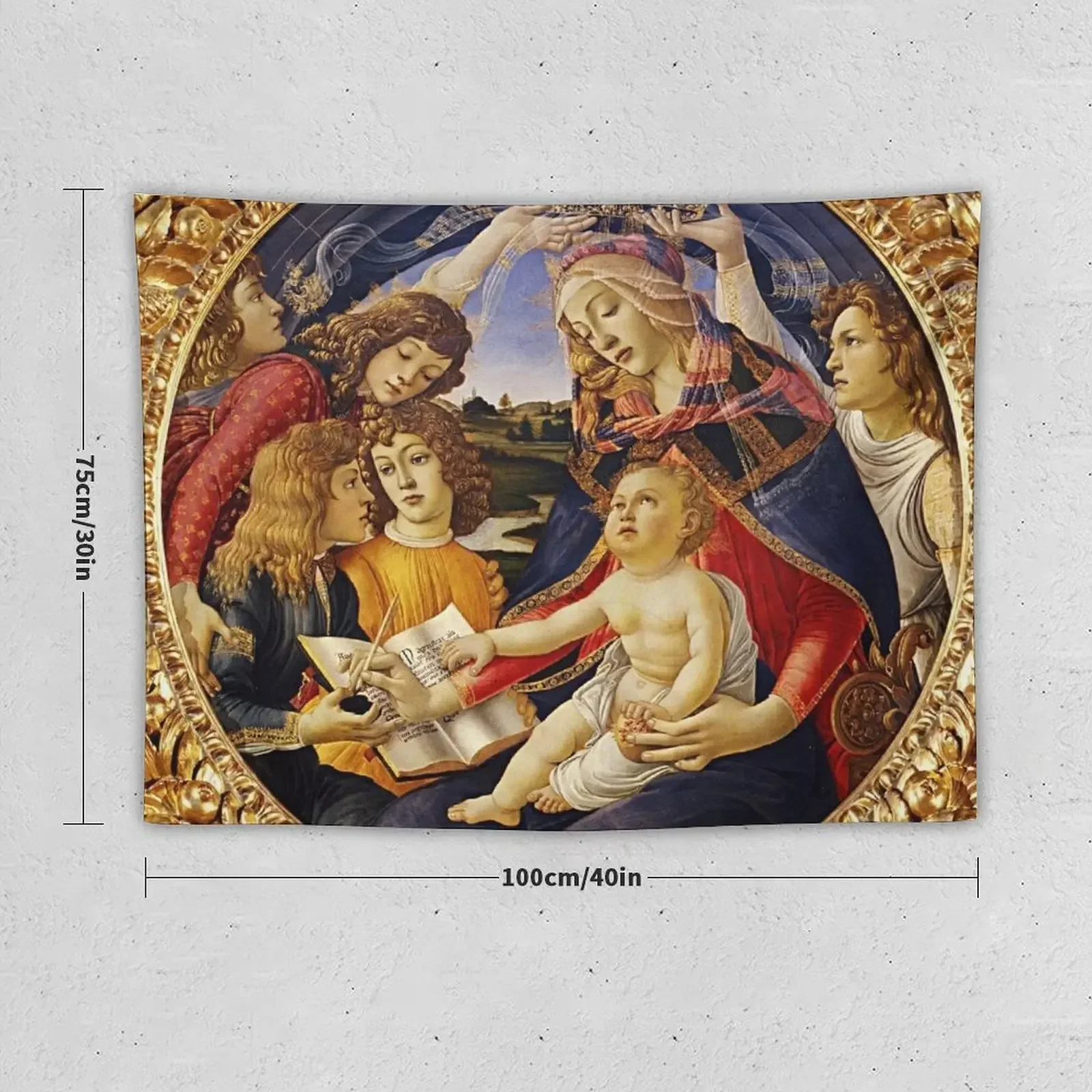 Magnificat Madonna, Botticelli Tapestry Aesthetic Room Decoration Decorative Wall Mushroom Tapestry