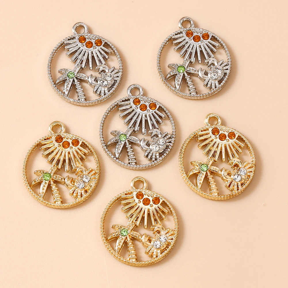 

Leslie 10pcs 18x21mm Crystal Summer Beach Vacation Coconut Crab Charms for Jewelry Making Necklace Earring Bracelet Accessories