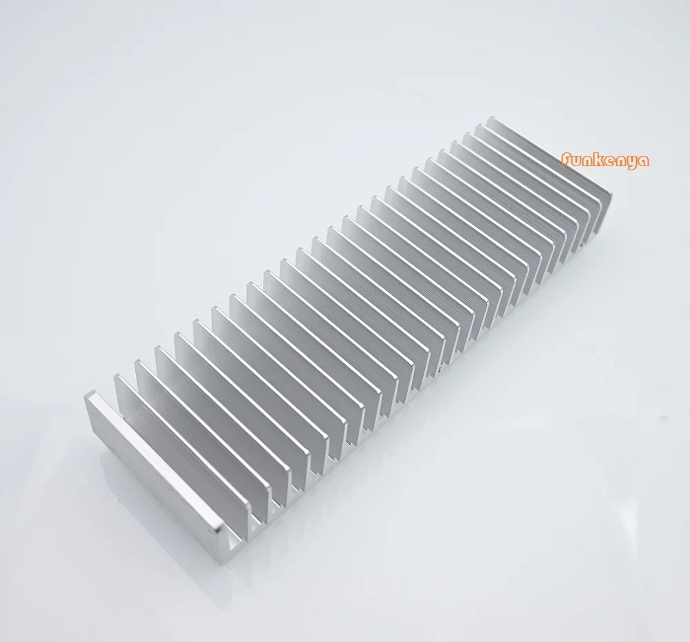 Anodized Aluminum Silver Power Amplifier Heat Dissipation 263x40x80mm DIY Heatsink Radiator