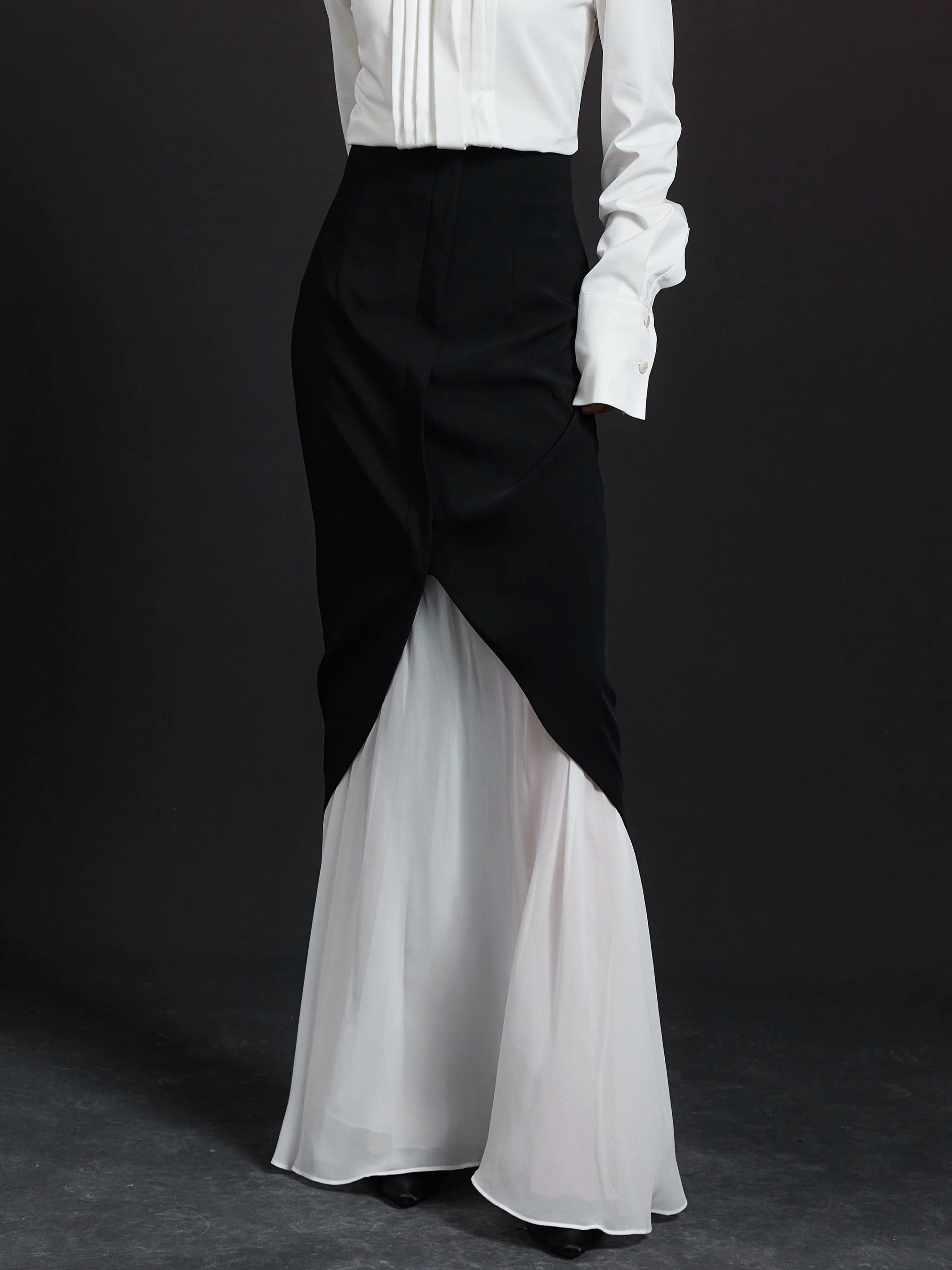 

Page Hello Bla White Splice Fi Tail f Skirt Women Summer 2025 High Waist Wrap Body Fake Two-Piece Me Vase Skirt