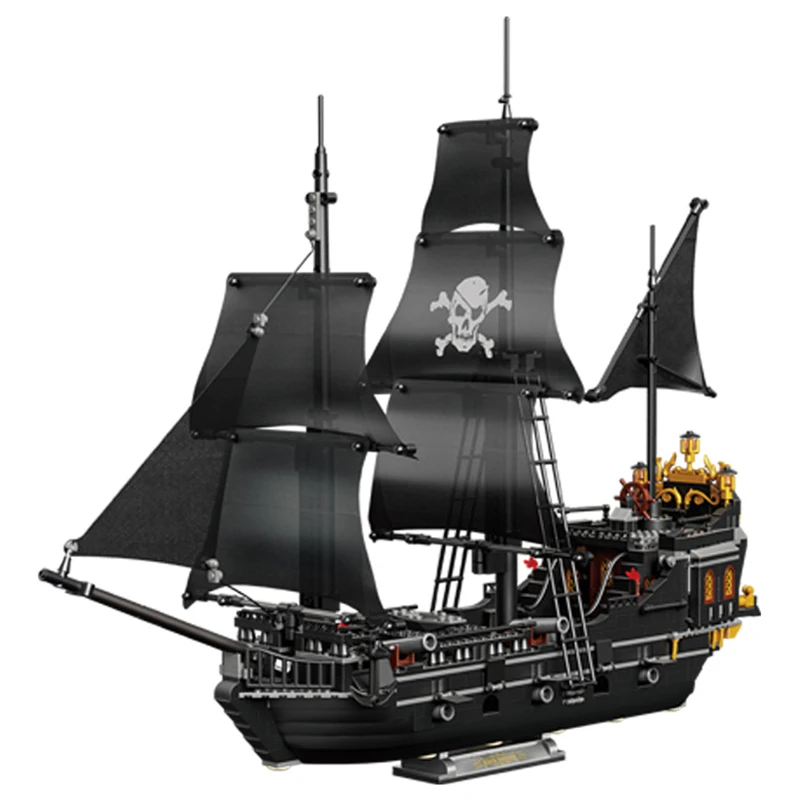 Pirates Of The Caribbean Ship Queen\'s Revenge Warship Black Pearl Sailboat Building Block Bricks MOC Toys Kid Christmas Gifts