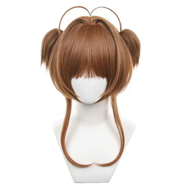Anime Card Captor Sakura Kinomoto Cosplay Wig Sakura Heat Resistant Synthetic Hair Wigs Cap