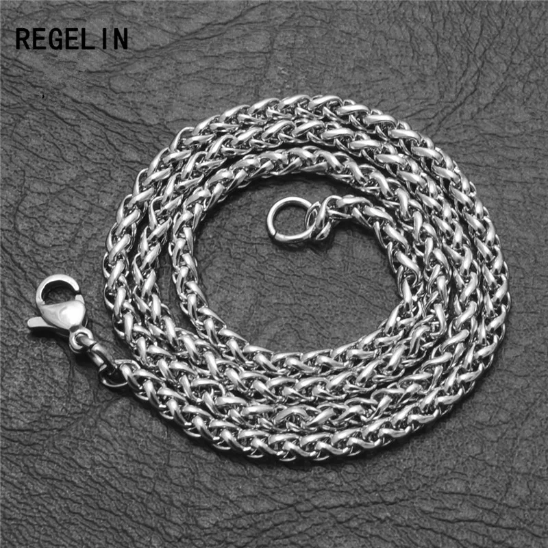 REGELIN New 50/60/70/80cm Length Stainless Steel Chain Lobster Clasps Simple Chains Necklace for Men Party