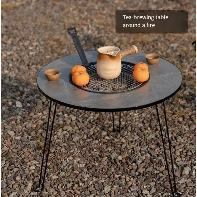 tea stove table, outdoor household full set, winter camping multi-functional heating barbecue table